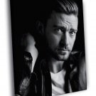 Justin Timberlake Portrait Pop Music BW Rare  20x16 inch FRAMED CANVAS WALL PRINT