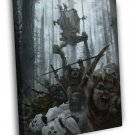 Battle of Endor AT-ST Stormtroopers Ewoks Star Wars WALL  20x16 inch FRAMED CANVAS PRINT