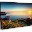 Sunset Shore Cliffs Sea Beautiful Nature  20x16 inch FRAMED CANVAS WALL PRINT