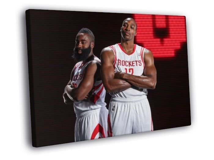 Dwight Howard James Harden Houston Rockets  20x16 inch FRAMED CANVAS WALL PRINT