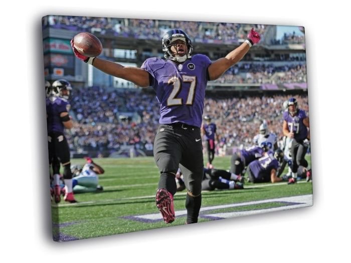 Raymell Mourice Rice Baltimore Ravens Football  20x16 inch FRAMED CANVAS WALL PRINT