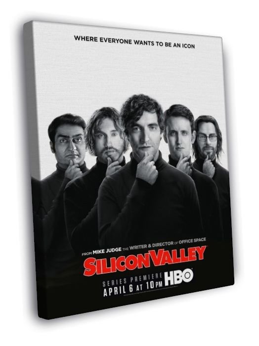 Silicon Valley Tv Series BW  20x16 inch FRAMED CANVAS WALL PRINT