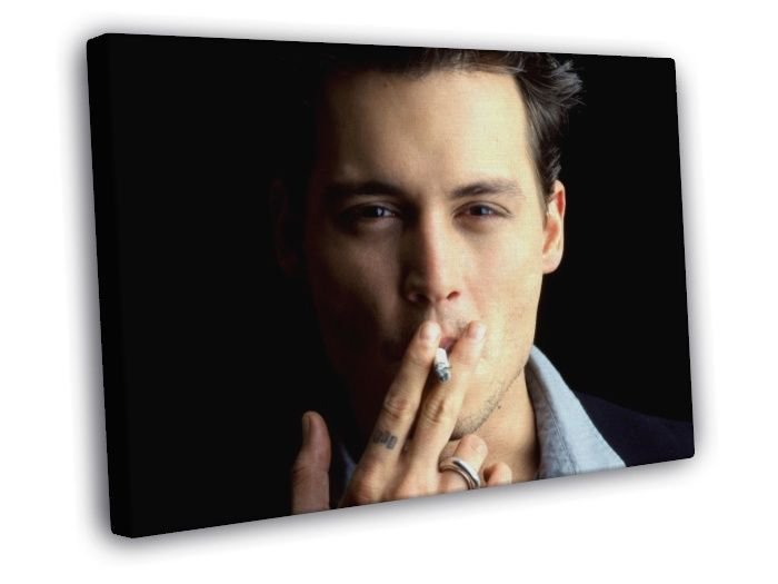 Johnny Depp Portrait Hot Charming Young Handsome Rare  20x16 inch FRAMED CANVAS WALL PRINT