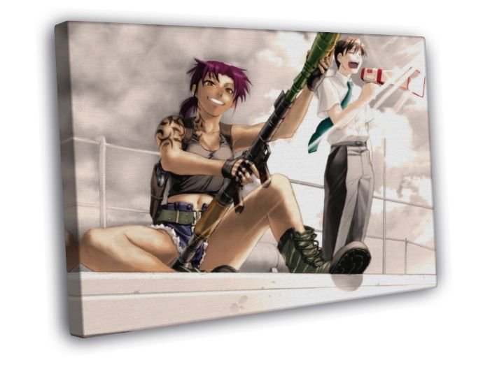 Revy Rock Black Lagoon Weapon Hot Anime Manga Art  20x16 inch FRAMED CANVAS WALL PRINT