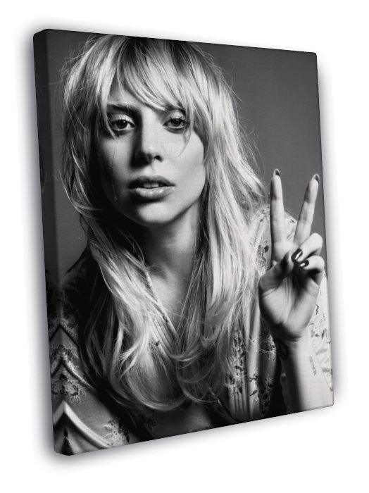 Lady Gaga Incredible BW Portrait Tear Beautiful Rare  20x16 inch FRAMED CANVAS WALL PRINT