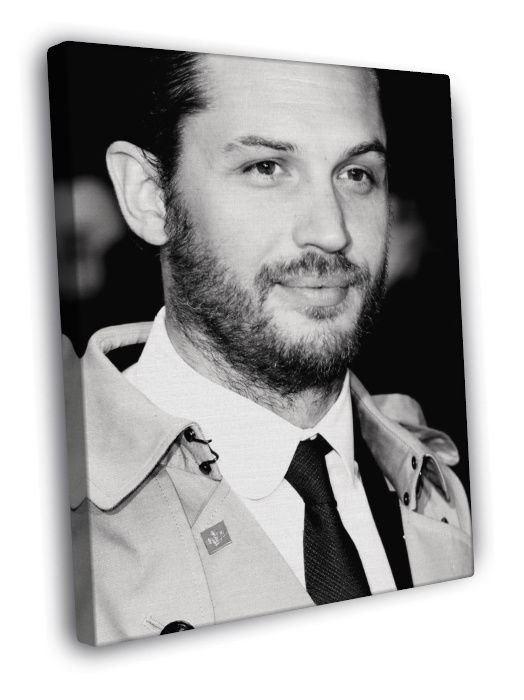 Tom Hardy BW Portrait Beard Charming Handsome Actor  20x16 inch FRAMED CANVAS WALL PRINT