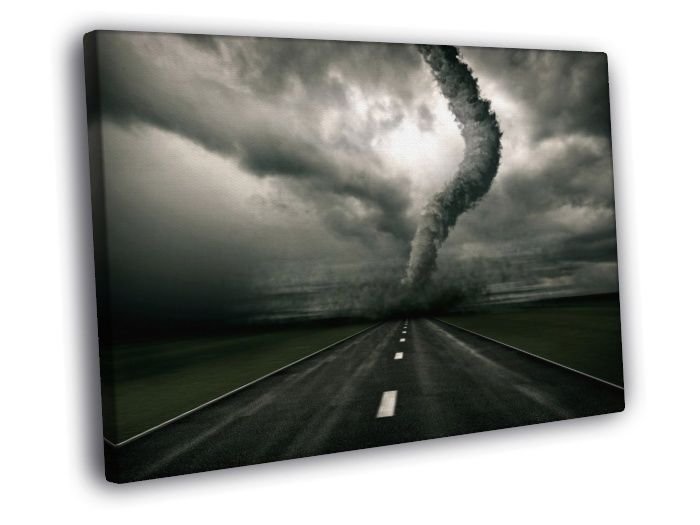 Storm Tornado Road Wind Awesome Rendering  20x16 inch FRAMED CANVAS WALL PRINT