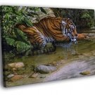 Tiger River Amazing Animal Awesome Painting  20x16 inch FRAMED CANVAS WALL PRINT