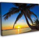 Beautiful Palm Trees Sunset Beach Nature  20x16 inch FRAMED CANVAS WALL PRINT