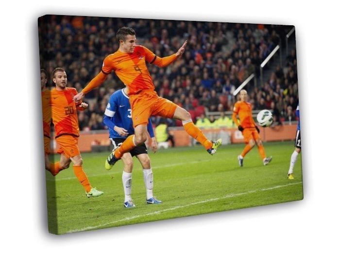 Robin van Persie Goal Jump Amazing Soccer Football  20x16 inch FRAMED CANVAS WALL PRINT