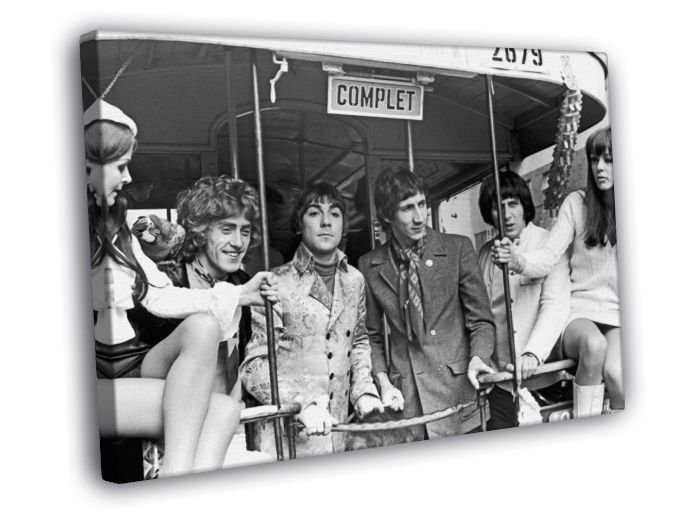 The Who Rock Band Classic Group BW  20x16 inch FRAMED CANVAS WALL PRINT