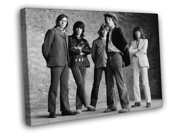 Young Mick Jagger Rare BW Retro Rock Band  20x16 inch FRAMED CANVAS WALL PRINT
