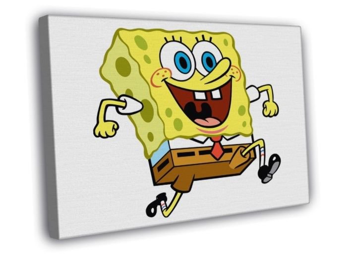 SpongeBob SquarePants Funny Happy Smile Kids Cartoon  20x16 inch FRAMED CANVAS WALL PRINT