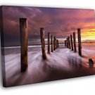 Sea Beautiful Sunset Ocean Dusk Nature  20x16 inch FRAMED CANVAS WALL PRINT
