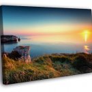 Sunset Shore Cliffs Sea Beautiful Nature  20x16 inch FRAMED CANVAS WALL PRINT