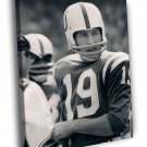 Johnny Unitas Baltimore Colts BW Football  20x16 inch FRAMED CANVAS WALL PRINT