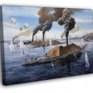 Ironclad Warship CSS Virginia USS Monitor Merrimack  20x16 inch FRAMED CANVAS WALL PRINT