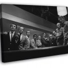 Rat Pack Pool Table Retro Music Band BW  20x16 inch FRAMED CANVAS WALL PRINT