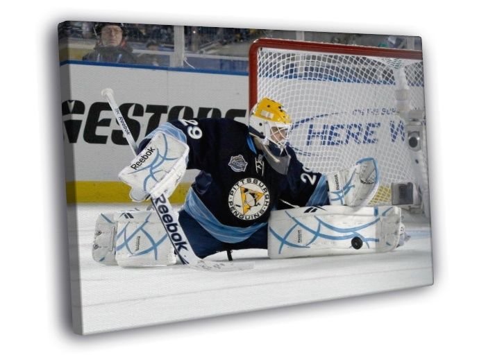 Marc Andre Fleury Pittsburgh Penguins Hockey WALL  20x16 inch FRAMED CANVAS PRINT