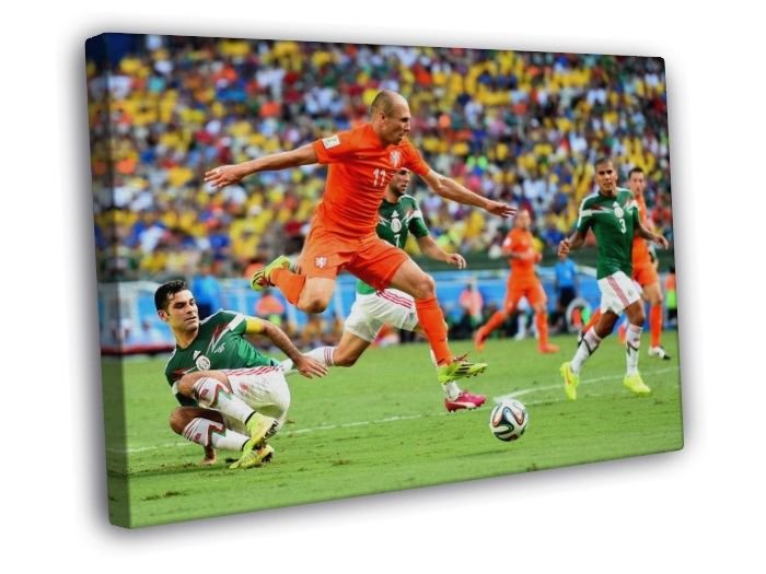 Arjen Robben Jump Goal The Netherlands World Cup WALL  20x16 inch FRAMED CANVAS PRINT