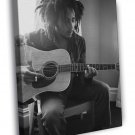 Bob Marley Guitar Reggae Singer Music BW  20x16 inch FRAMED CANVAS WALL PRINT