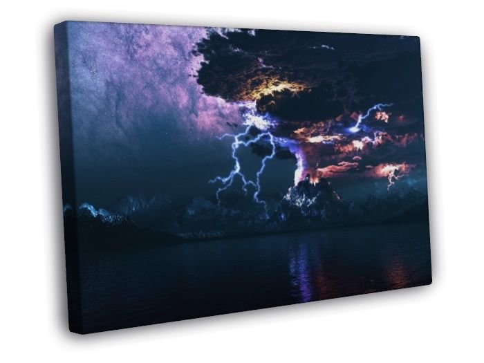 Amazing CG Art Vulcano Tornado Cyclone Awesome  20x16 inch FRAMED CANVAS WALL PRINT