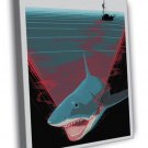 Jaws Movie Shark Cool Art Artwork WALL  20x16 inch FRAMED CANVAS PRINT