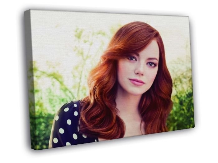 Emma Stone Portrait Pretty Beautiful Redhead Dress  20x16 inch FRAMED CANVAS WALL PRINT