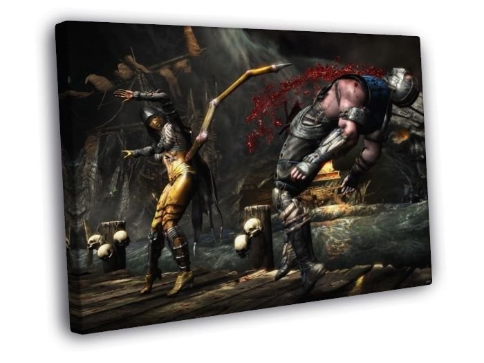 Mortal Kombat X D'Vorah Sub-Zero Fight Game  20x16 inch FRAMED CANVAS WALL PRINT
