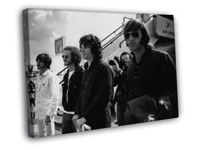 The Doors Rare BW 1968 Jim Morrison Vintage Rock Band  20x16 inch FRAMED CANVAS WALL PRINT