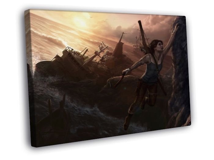 Tomb Raider Landscape Video Game  20x16 inch FRAMED CANVAS WALL PRINT