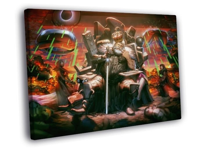 Gamer Throne Cool Video Games Art  20x16 inch FRAMED CANVAS WALL PRINT