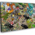 8-Bit Pixel Art Amazing City Characters  20x16 inch FRAMED CANVAS WALL PRINT
