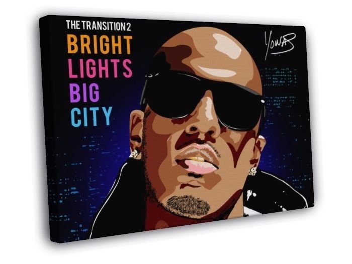 Yonas The Transition 2 Bright Lights Big City Hip-Hop  20x16 inch FRAMED CANVAS WALL PRINT