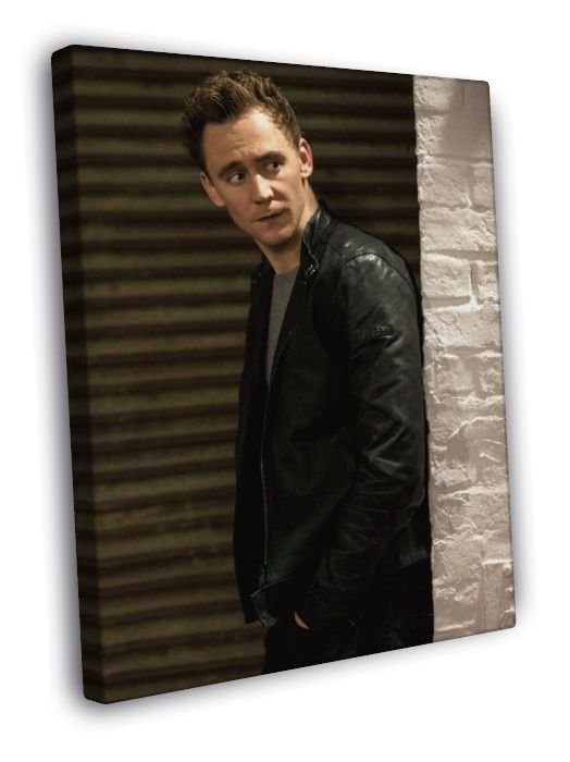 Tom Hiddleston Leather Jacket Hot Handsome Actor Rare  20x16 inch FRAMED CANVAS WALL PRINT