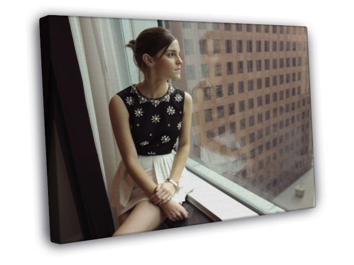 Emma Watson Cute Hot Pretty Actress Window  20x16 inch FRAMED CANVAS WALL PRINT