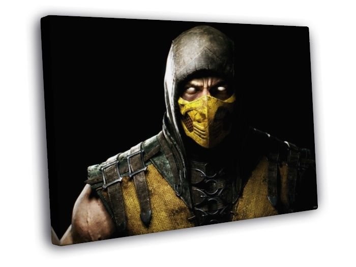 Mortal Kombat X Scorpion Video Game WALL  20x16 inch FRAMED CANVAS PRINT
