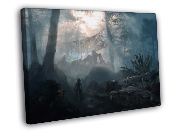 Tomb Raider Landscape Dark Video Game WALL  20x16 inch FRAMED CANVAS PRINT