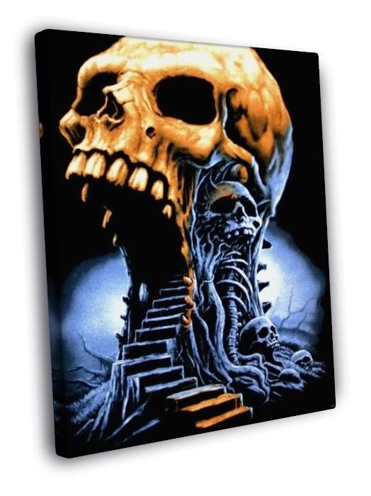 Skull Horror Hot Old Retro Vintage  20x16 inch FRAMED CANVAS WALL PRINT