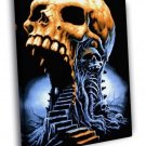 Skull Horror Hot Old Retro Vintage  20x16 inch FRAMED CANVAS WALL PRINT