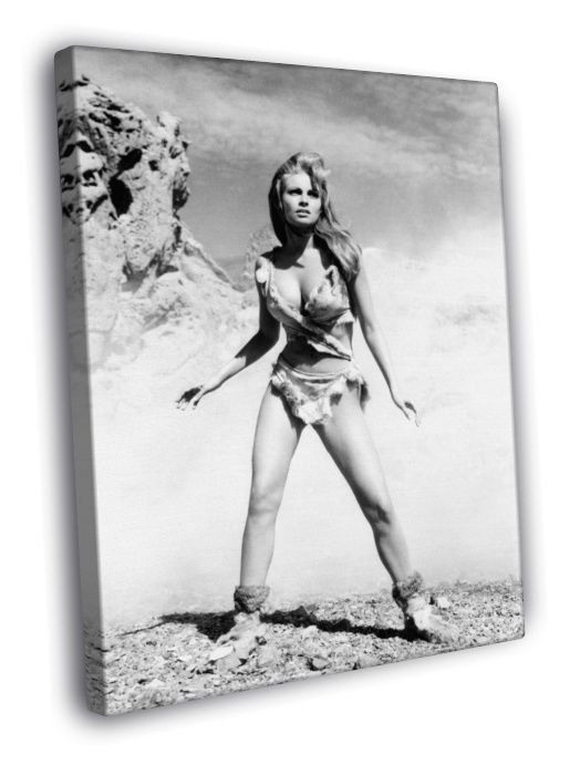Raquel Welch One Million Years B.C. Retro BW WALL  20x16 inch FRAMED CANVAS PRINT