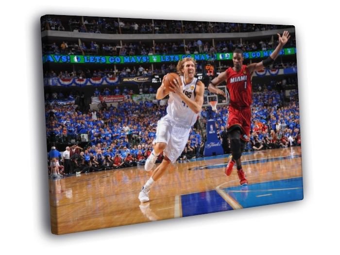 Dirk Nowitzki Finals Dallas Mavericks Miami  20x16 inch FRAMED CANVAS WALL PRINT