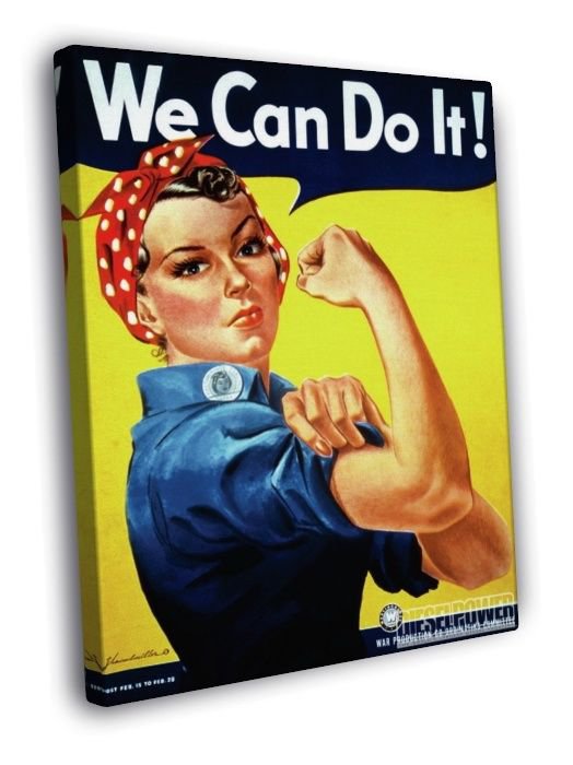 Rosie The Riveter Retro Classic Vintage WALL  20x16 inch FRAMED CANVAS PRINT
