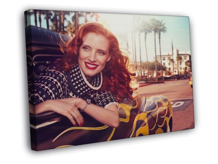 Jessica Chastain Beautiful Hot Actress  20x16 inch FRAMED CANVAS WALL PRINT