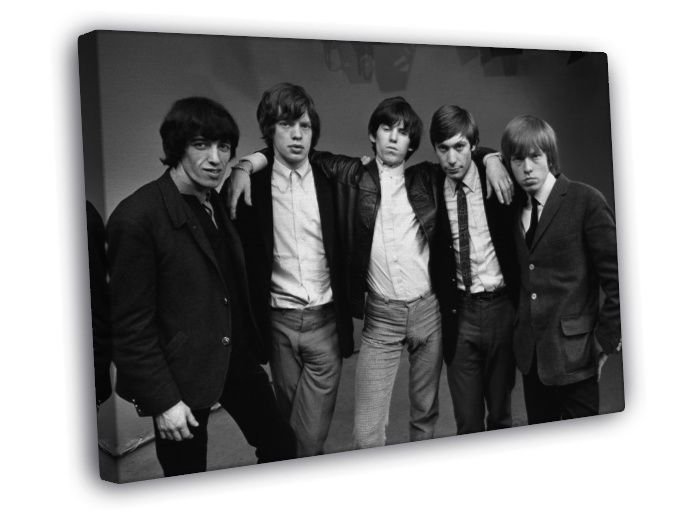 Mick Jagger Retro Young Retro Rock Band  20x16 inch FRAMED CANVAS WALL PRINT
