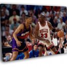 Michael Jordan Kevin Johnson Chicago Bulls WALL  20x16 inch FRAMED CANVAS PRINT