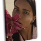 Adriana Lima Flower Portrait Beautiful Model WALL  20x16 inch FRAMED CANVAS PRINT