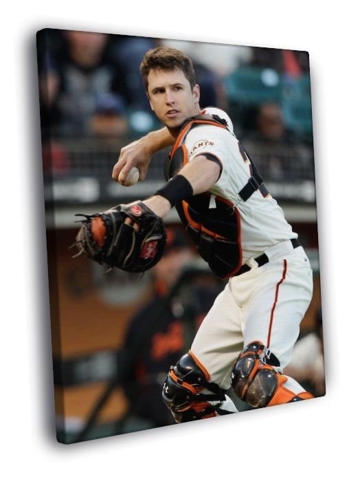 Buster Posey San Francisco Giants Baseball  20x16 inch FRAMED CANVAS WALL PRINT