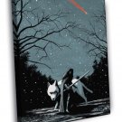 Jon Snow Game of Thrones Wolf Winter Cool Art  20x16 inch FRAMED CANVAS WALL PRINT