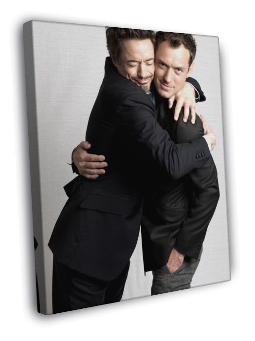 Robert Downey Jr Jude Law Embrace Suit Handsome Rare WALL  20x16 inch FRAMED CANVAS PRINT